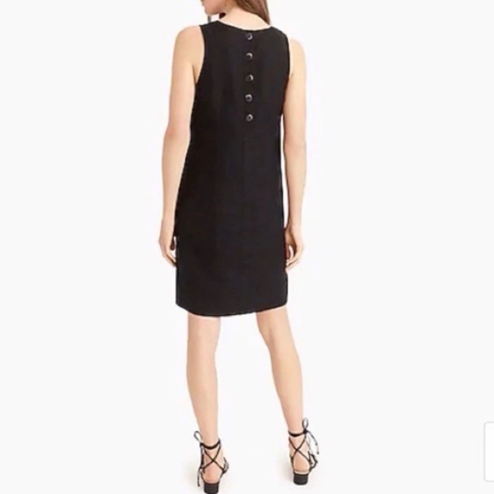 J. Crew Black Button-Back Beauchamps Linen Shift Dress Size‎ Small - Picture 6 of 9